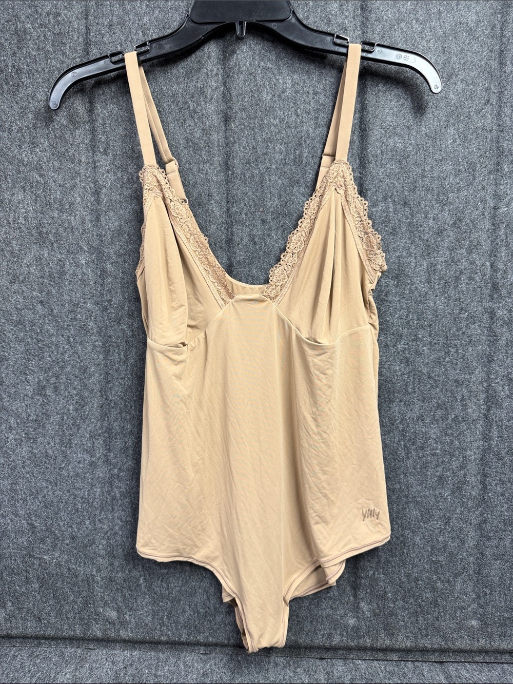 YITTY Beige Lace-Trim Chemise Bodysuit
